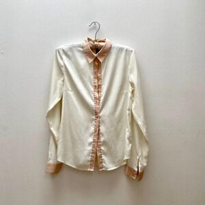 H&M - Pink and Cream Button Down Blouse